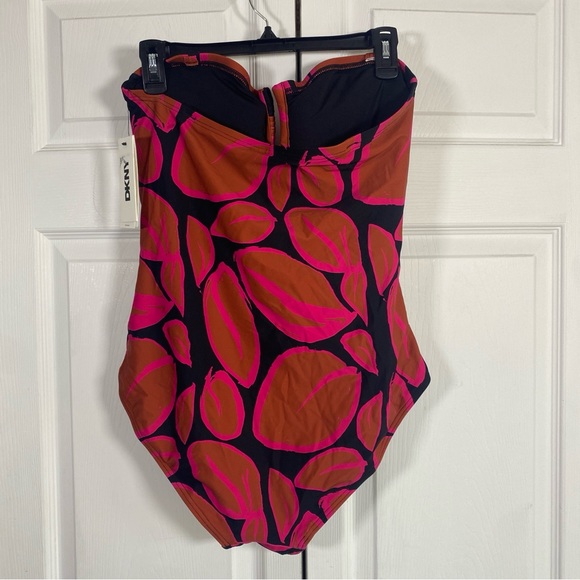 DKNY strapless print one piece swimsuit LARGE - Picture 3 of 3